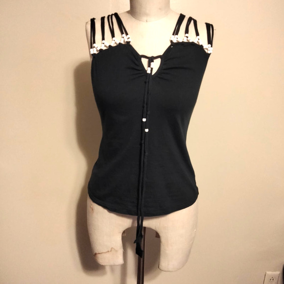 See by Chloe Vintage Y2K Black & White Bead Detail Blouse Top Shirt 8 - Picture 1 of 11